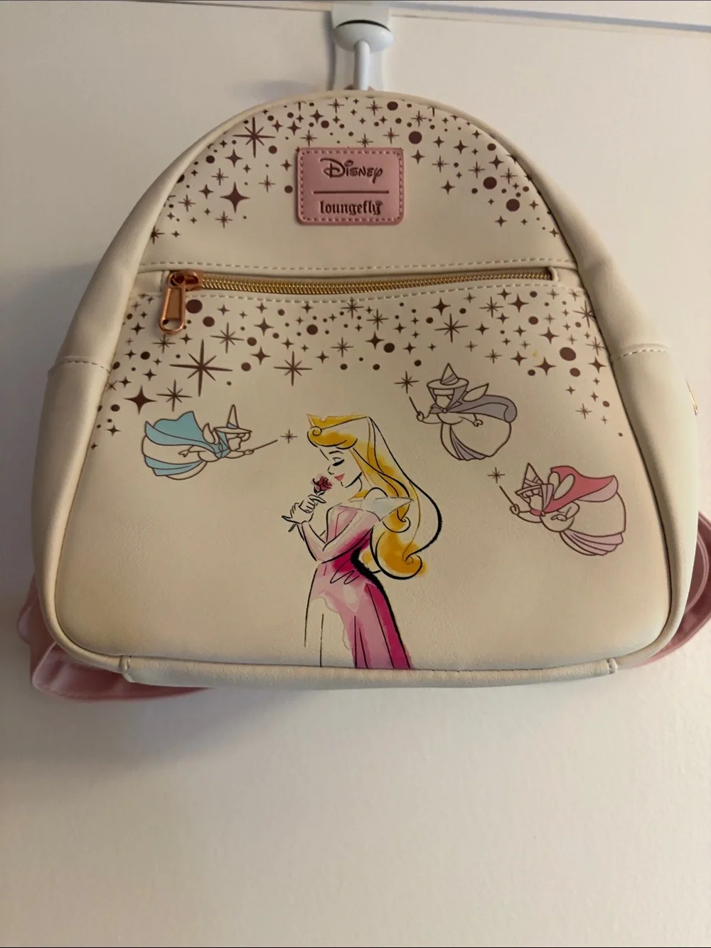 Disney Cream Aurora Mini Backpack with Pink & Gold Accents